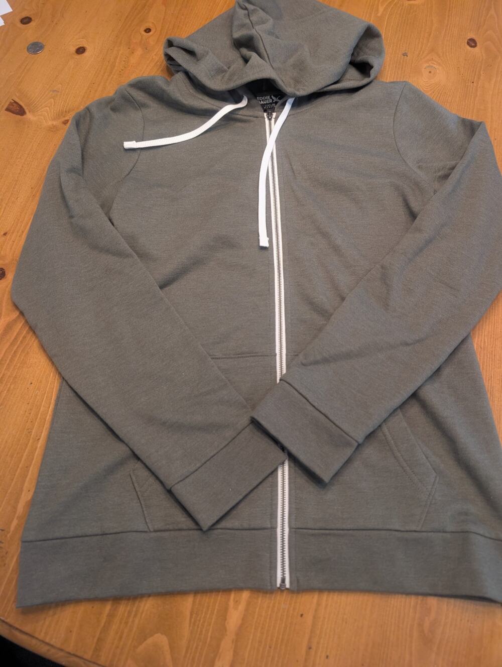 Eddie Bauer Zip Up Light Weight Hoodie, Olive Green, Women's XS, LN/NWOT
